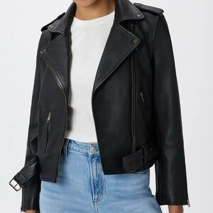 Quince Black Leather Moto Jacket